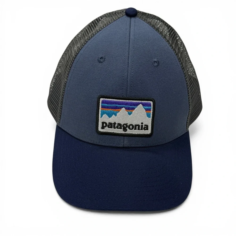 Patagonia P-6 Logo LoPro Trucker Hat Mens Dolomite Blue Mesh Snapback 38182 SP19
